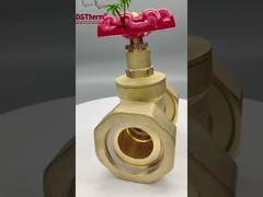 पीतल का संघ गेट वाल्व लाल कास्ट आयरन हैंडल के साथ उच्च प्रवाह 1/2 