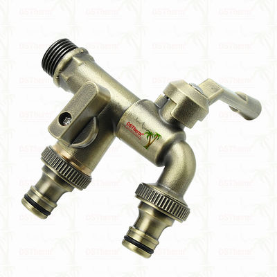 डबल आउटलेट गार्डन बिबकॉक ब्रास नल ब्रास टैप वाल्व वाटर टैप 1/2"-1"