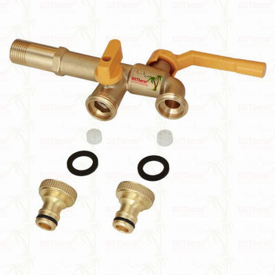 लंबे स्पॉट भारी शुल्क पीतल डबल आउटलेट नल विस्तार नल पीतल Bibcock 1/2 "* 3/4" * 3/4 "