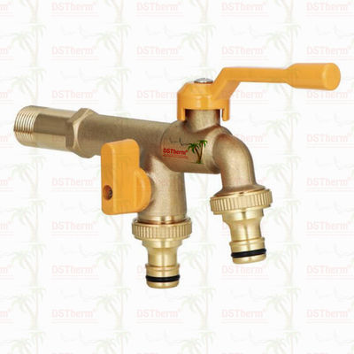 लंबे स्पॉट भारी शुल्क पीतल डबल आउटलेट नल विस्तार नल पीतल Bibcock 1/2 "* 3/4" * 3/4 "