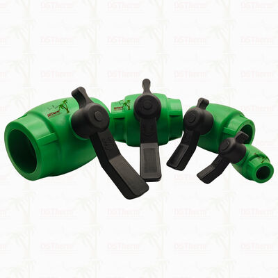 पीपीआर पाइप 20-63MM के लिए ब्रास कार्ट्रिज के साथ PPR फुल बोर फास्ट फ्लो बॉल वाल्व अनुकूलन योग्य