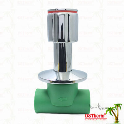 पीपीआर क्रोम लेपित स्टॉप वाल्व एंटी-स्लिप हैंडल के साथ कम रखरखाव 20-32 मिमी अनुकूलन योग्य आकार