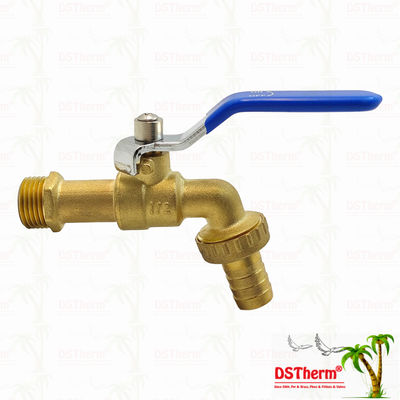 Gold Plated Heavy Duty Classic Blue Iron Handle Bibcocks Spout Faucet Spigot Water Tap 1/2